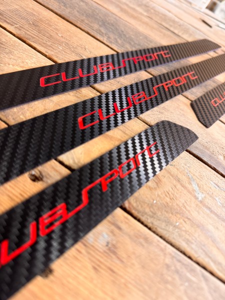 09bcr. Einstiegsleisten Clubsport rot Carbon vorne + hinten